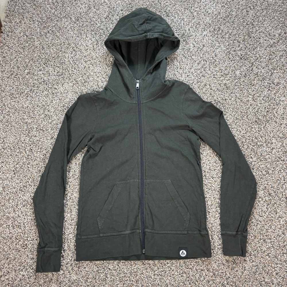 American Giant Women's Medium Zip Up Hoodie Green Lightweight Cotton Blend